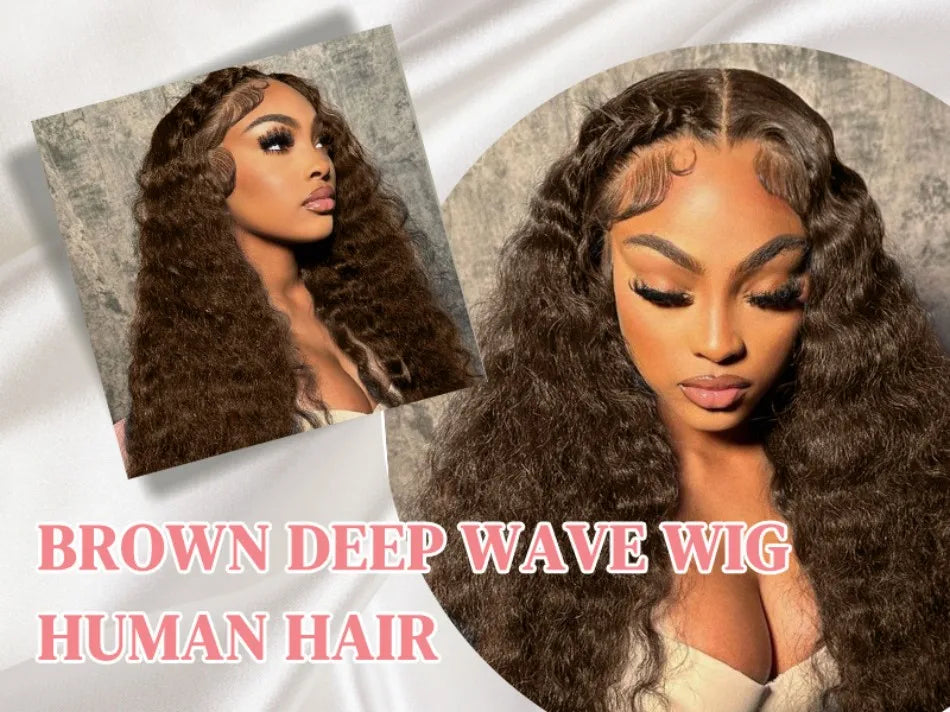 Chocolate Brown Deep Wave Lace Front Wig – 13x6 HD Lace, 250% Density Human Hair