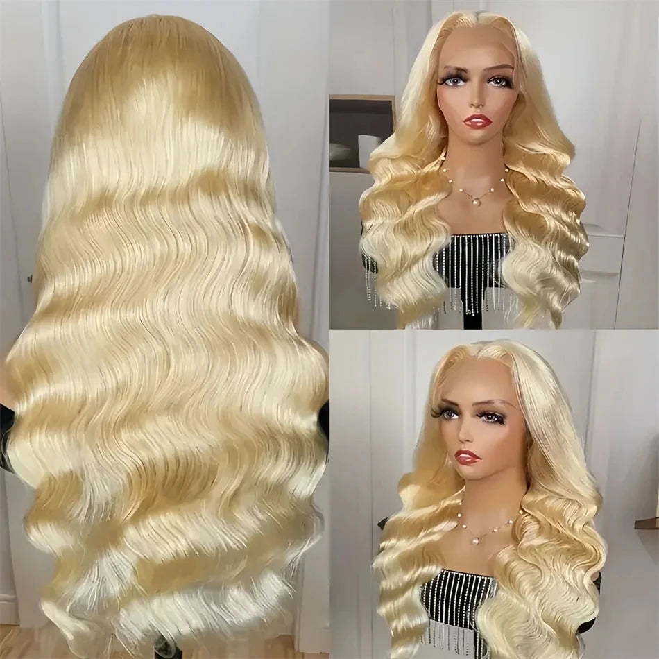 30" 613 HD Lace Frontal Wig – 13x6 Body Wave, 220% Density Pre-Plucked Blonde Human Hair