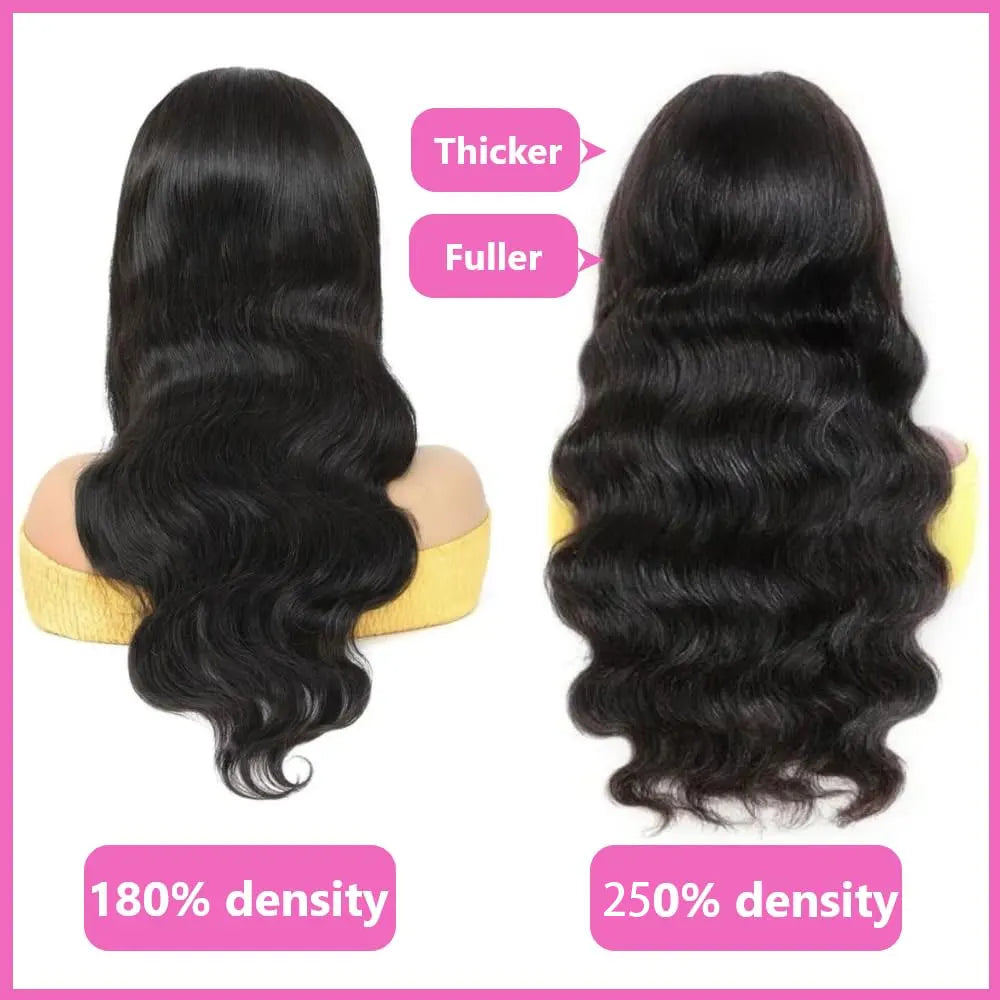 360 Body Wave Lace Front Wig – Hidden Strap Drawstring, 250% Density Full Lace Human Hair