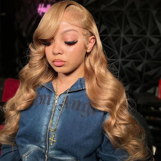 27# Honey Blonde Body Wave Wig – 13x4/13x6 HD Lace Frontal, Brazilian Colored Loose Water Wave Human Hair