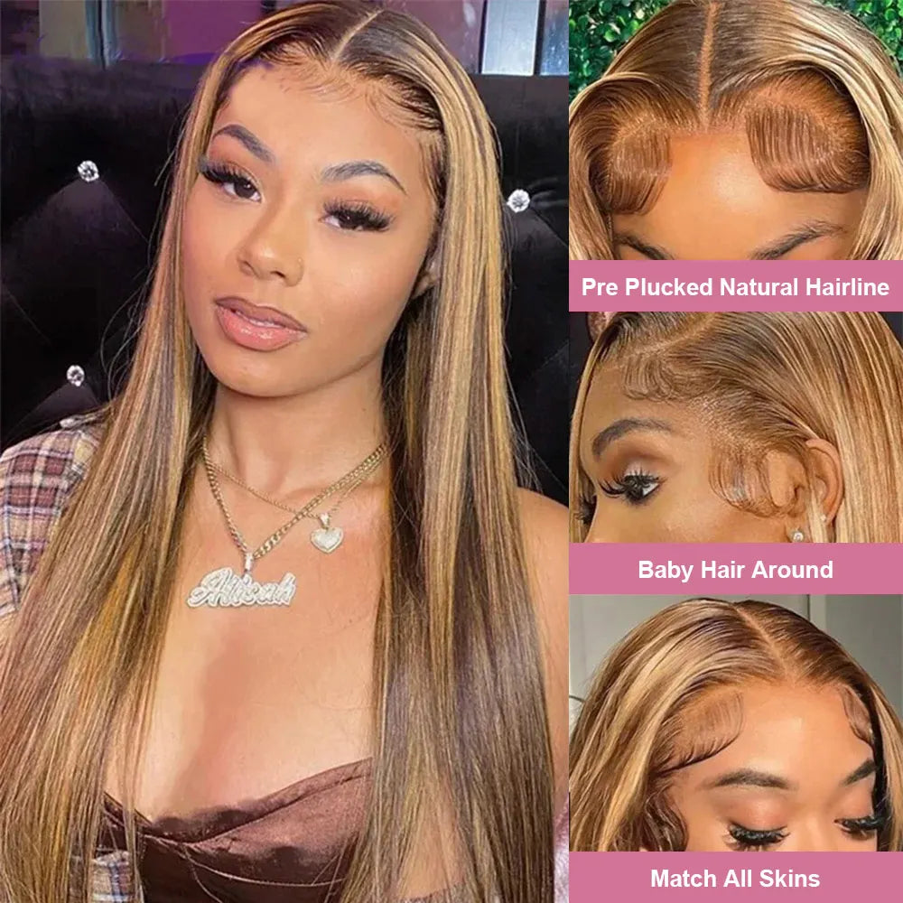 Pre-Cut Glueless Ombre Straight Wig – 7x5 & 13x4 Lace Front, Ready to Wear Human Hair