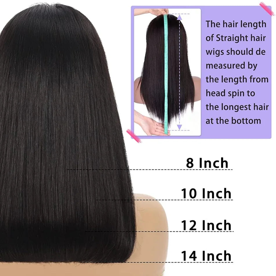 10" Straight Bob Wig – Glueless, Pre-Cut 4x4 Lace, 250% Density Human Hair for Black Women