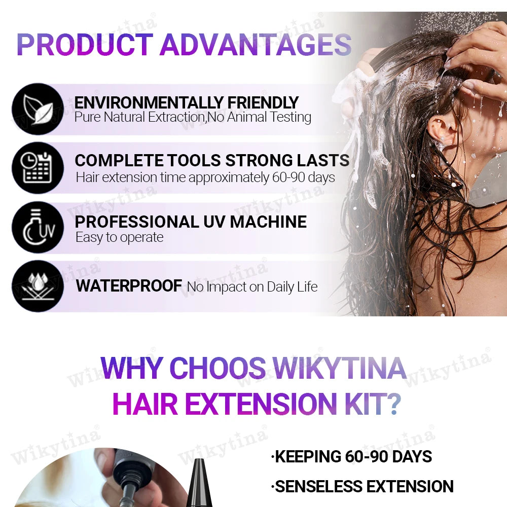 Professional UV Light Hair Extensions Machine – Salon Grade UV Curing Glue & Remover, Complete Styling Kit