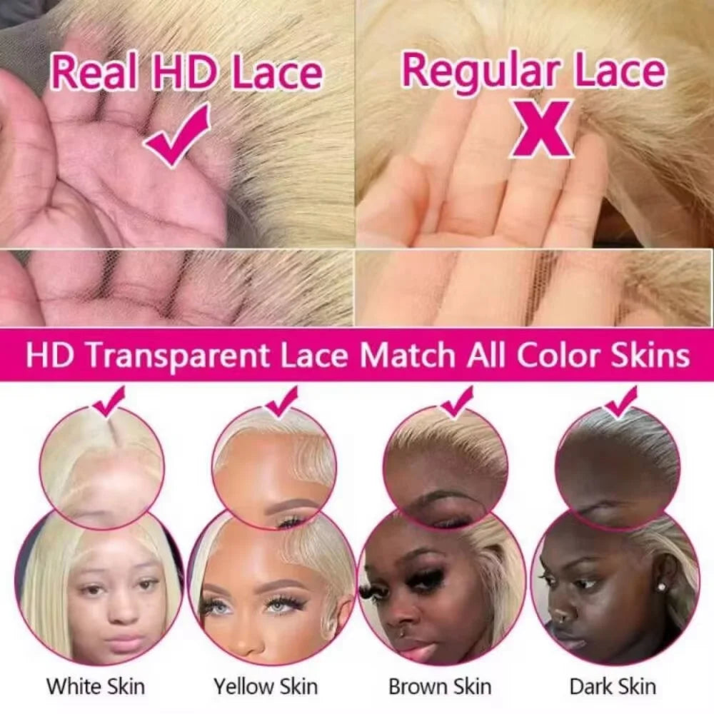 28" 613 Honey Blonde Body Wave Wig – HD Lace Front, 13x4/13x6 Brazilian Remy Human Hair