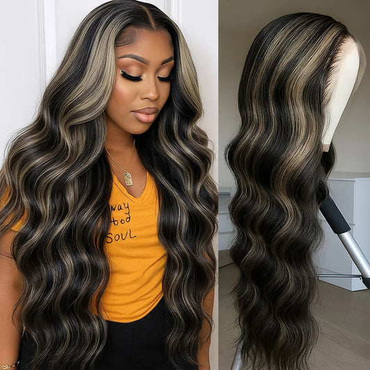 1B/27 Balayage Body Wave Wig – 30" 13x4 HD Lace Frontal, Ombre Blonde Brazilian Human Hair