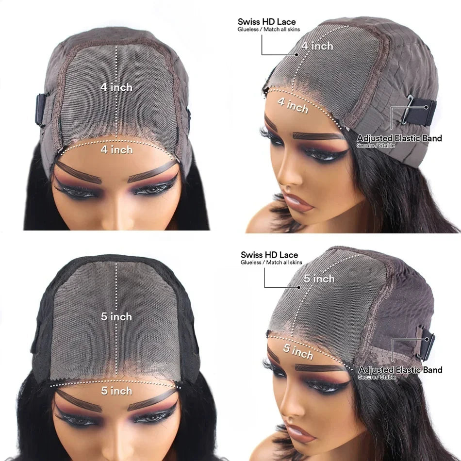 4x4/5x5 Glueless Straight Wig – Pre-Cut, Pre-Plucked Lace Closure Human Hair