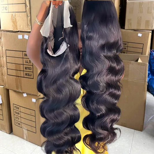 38" Glueless Body Wave Wig – 13x6/13x4 HD Lace Frontal, Pre-Plucked Brazilian Human Hair