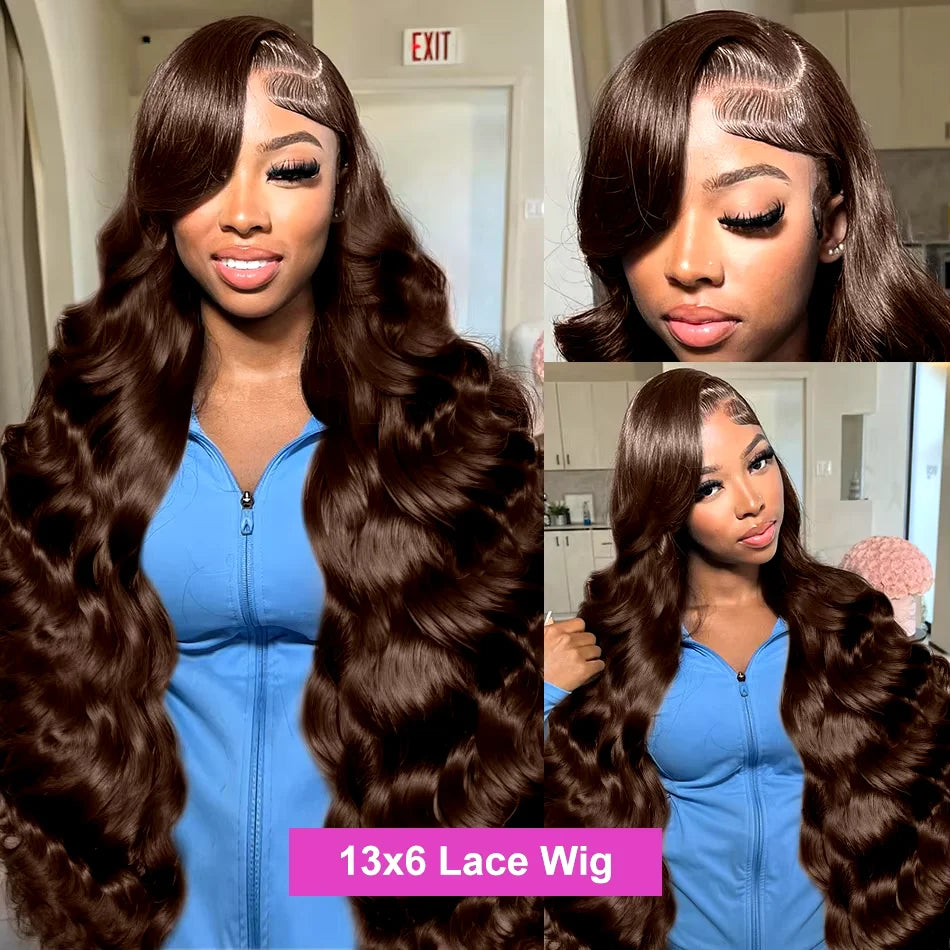 250% Density Deep Wave Chocolate Brown Lace Front Wig – 13x6 HD Human Hair for Black Women