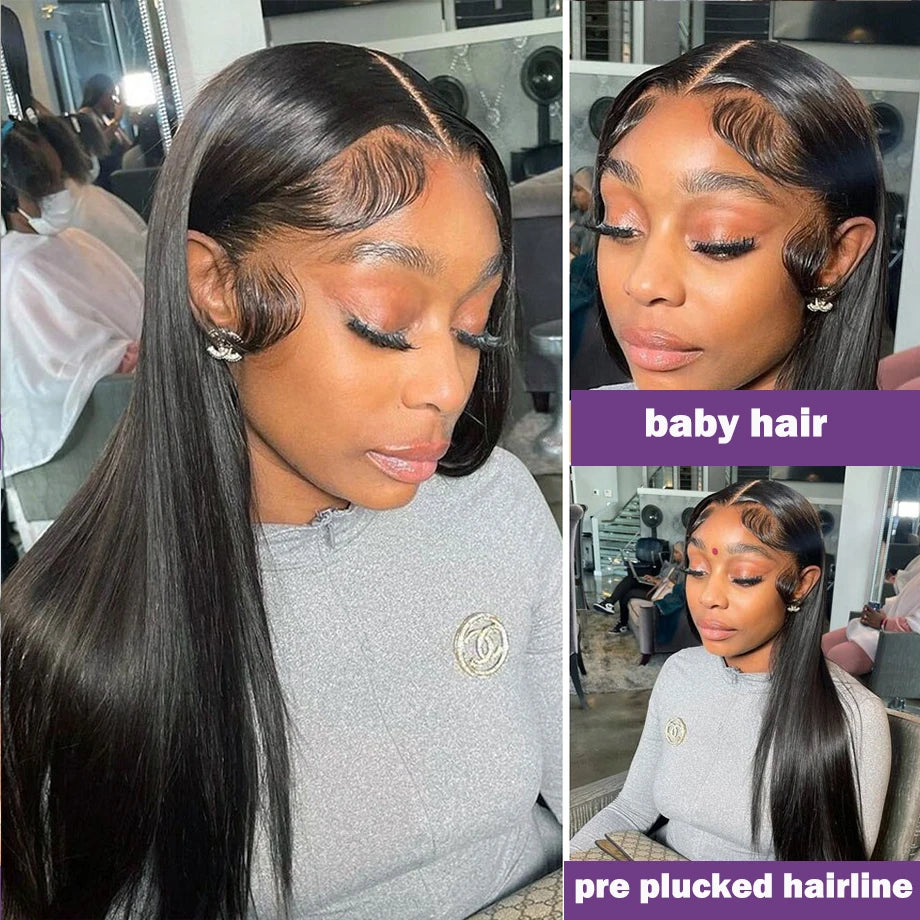 13x6 HD Straight Frontal Wig – Glueless, Pre-Plucked Brazilian Remy Human Hair 13x4 Lace Front