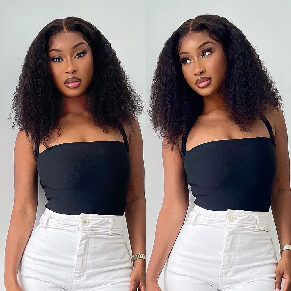 No-Glue Deep Wave Bob Wig – 13x4/7x5 Glueless, 250% Density Curly Human Hair