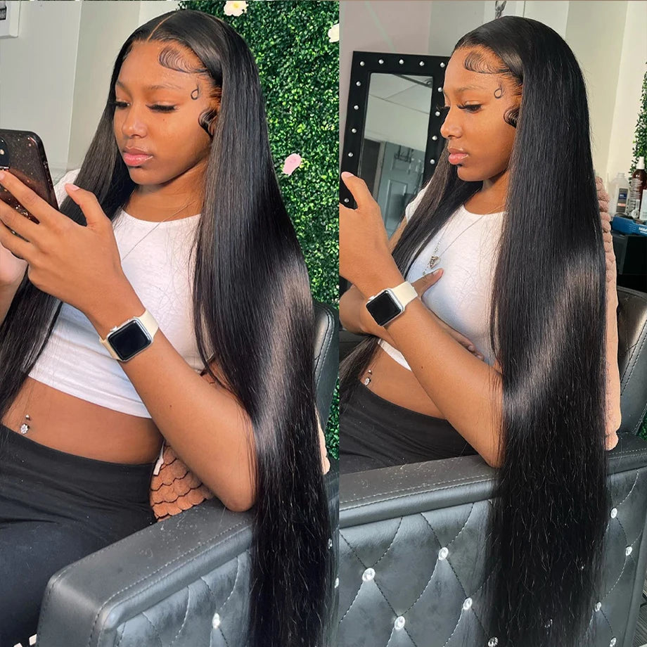 13x6 HD Straight Frontal Wig – Glueless, Pre-Plucked Brazilian Remy Human Hair 13x4 Lace Front