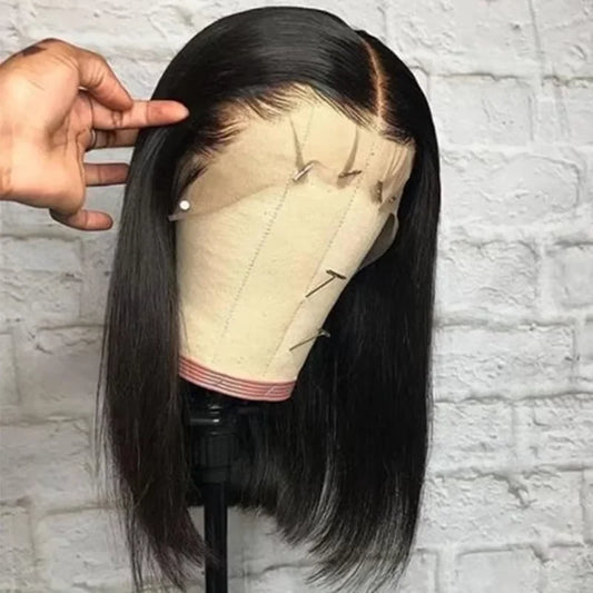 200% Density 13x4 Short Bob Straight Wig – Brazilian Remy HD Transparent Full Lace Frontal, 100% Human Hair