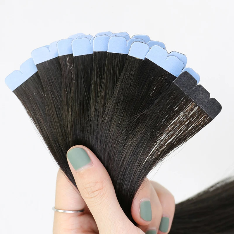 MRSHAIR Mini Tape-In Hair Extensions – 3x0.8cm Invisible Human Hair, 10pcs Pack