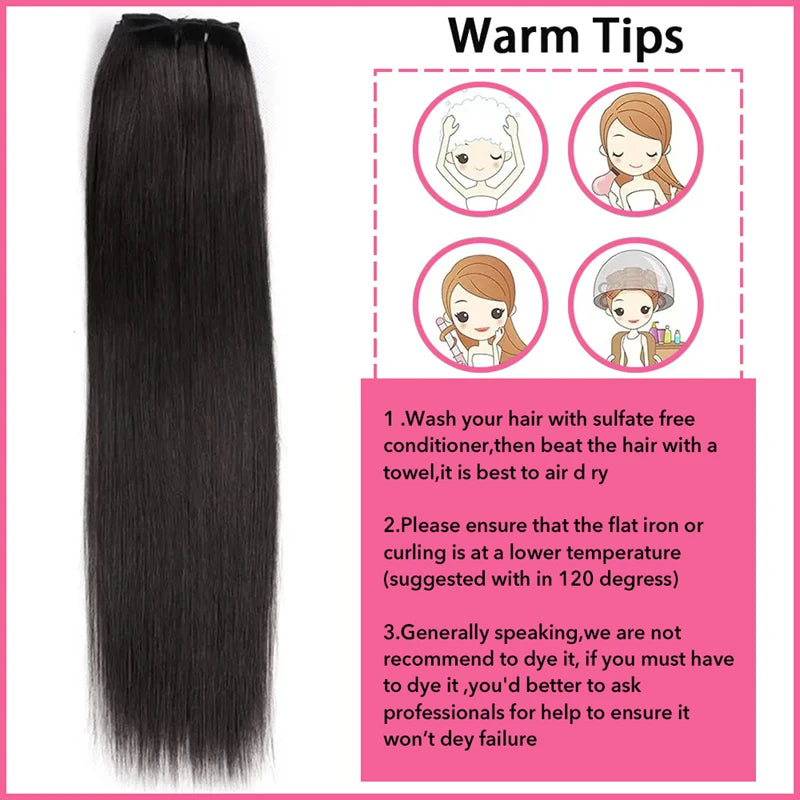 Straight Clip-In Hair Extensions – Soft Black, Thick Human Hair, 12–18 Inches