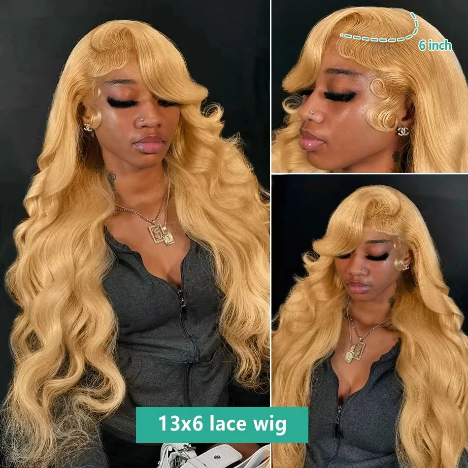 27# Honey Blonde Body Wave Wig – 13x4/13x6 HD Lace Frontal, Brazilian Colored Loose Water Wave Human Hair