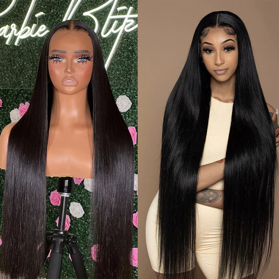 13x6 HD Straight Frontal Wig – Glueless, Pre-Plucked Brazilian Remy Human Hair 13x4 Lace Front