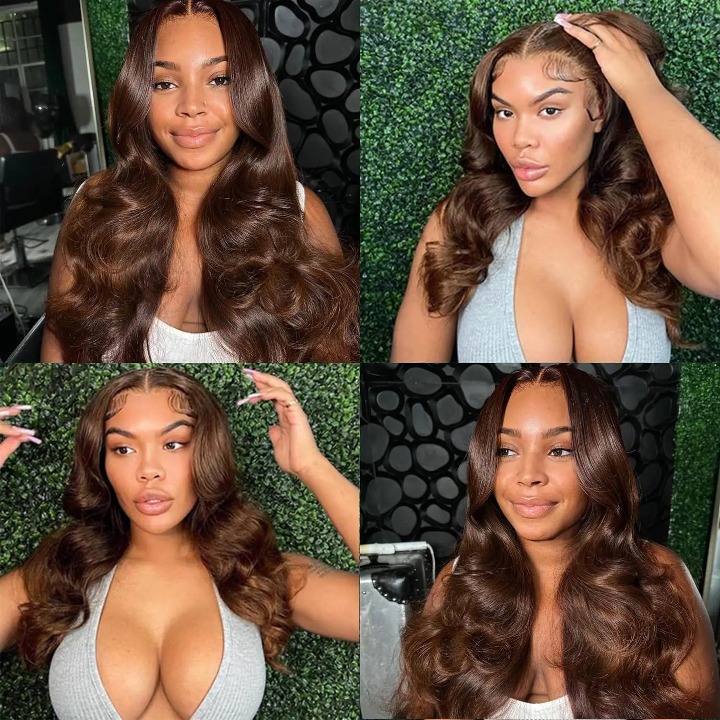 Chocolate Brown Body Wave Lace Frontal Wig – 13x4/13x6, 180% Density Human Hair