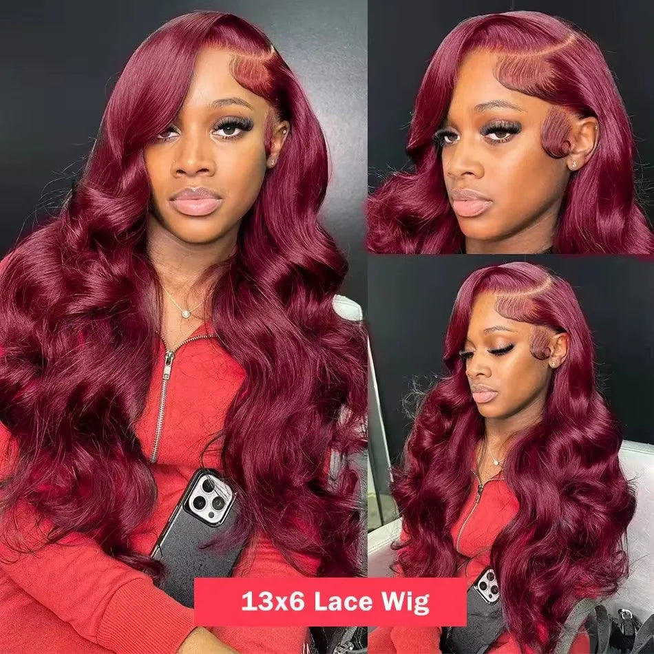 99J Burgundy Body Wave Wig – 13x6/13x4 HD Lace Front, 200–250% Density Human Hair          Formulează o solicitare către ChatGPT