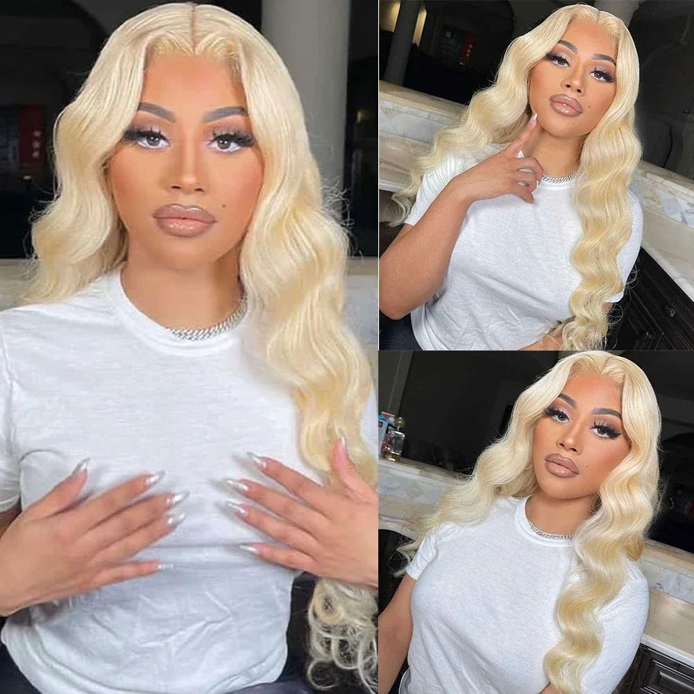 28" 613 Honey Blonde Body Wave Wig – HD Lace Front, 13x4/13x6 Brazilian Remy Human Hair