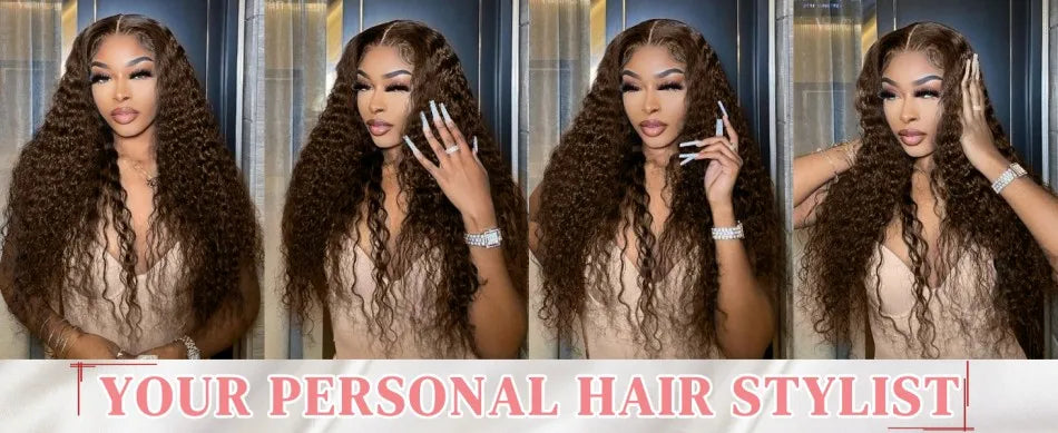 Chocolate Brown Deep Wave Lace Front Wig – 13x6 HD Lace, 250% Density Human Hair