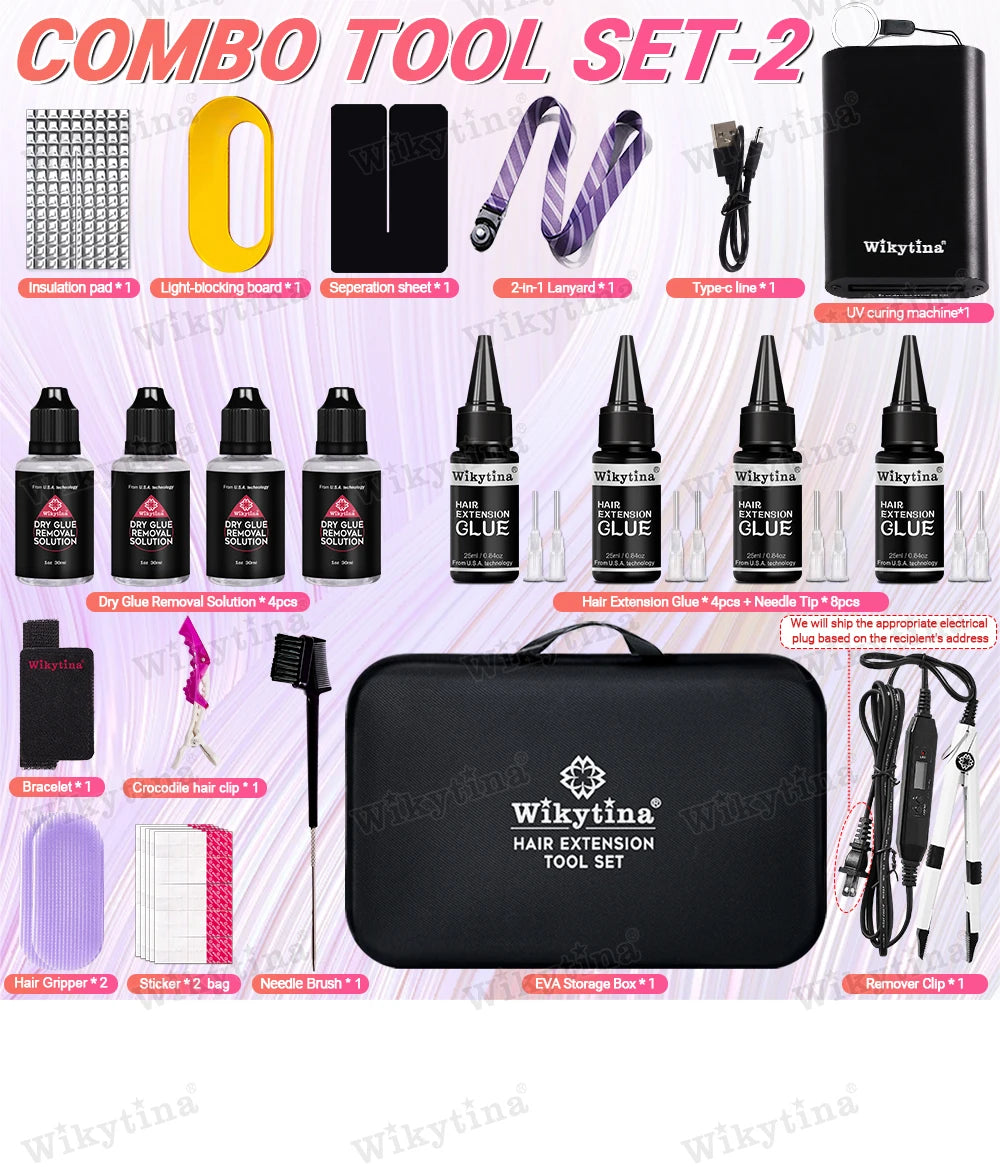 WIKYTINA Professional UV Light Hair Extension Kit