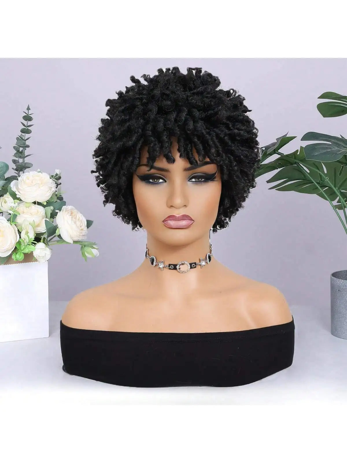 Short Afro Faux Dread Wig – Heat-Resistant Synthetic Braided Wig for Black Women & Men