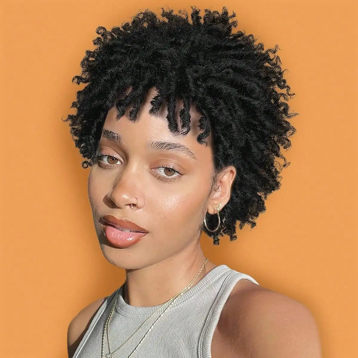 Short Afro Faux Dread Wig – Heat-Resistant Synthetic Braided Wig for Black Women & Men