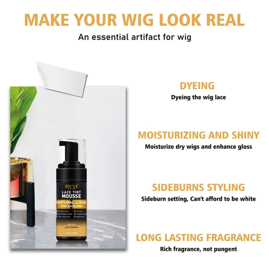 Lace Tint Mousse & Wig Glue Set – Waterproof, Extra Hold Adhesive Foam with Edge Control Hair Wax Stick
