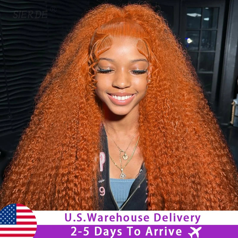 Orange Ginger Curly Lace Front Wig – 13x6/13x4 Water & Deep Wave, 30–38" Human Hair
