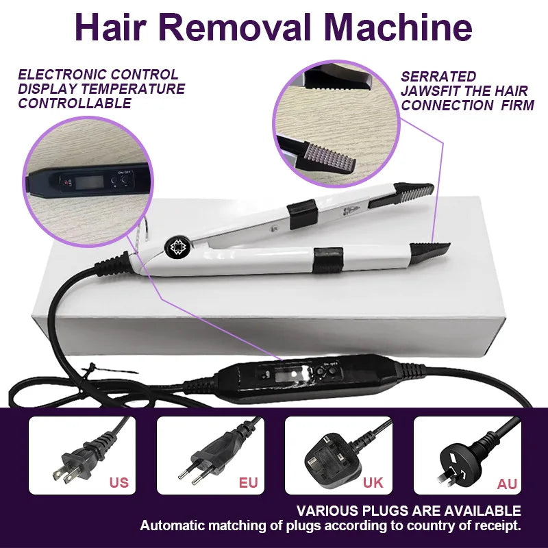 Wikytina 2025 UV V Light Hair Extension Tool Set – Complete Kit with UV Glue, Extension Machine & Remover Iron
