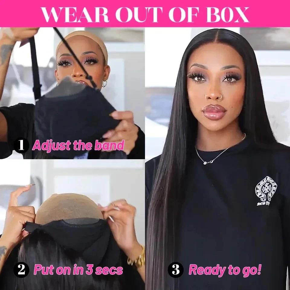 4x4/5x5 Glueless Straight Wig – Pre-Cut, Pre-Plucked Lace Closure Human Hair