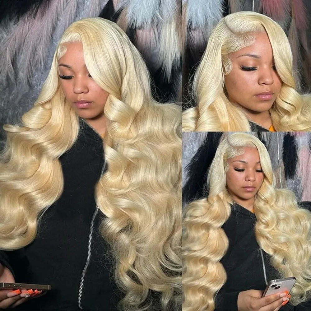 28" 613 Honey Blonde Body Wave Wig – HD Lace Front, 13x4/13x6 Brazilian Remy Human Hair